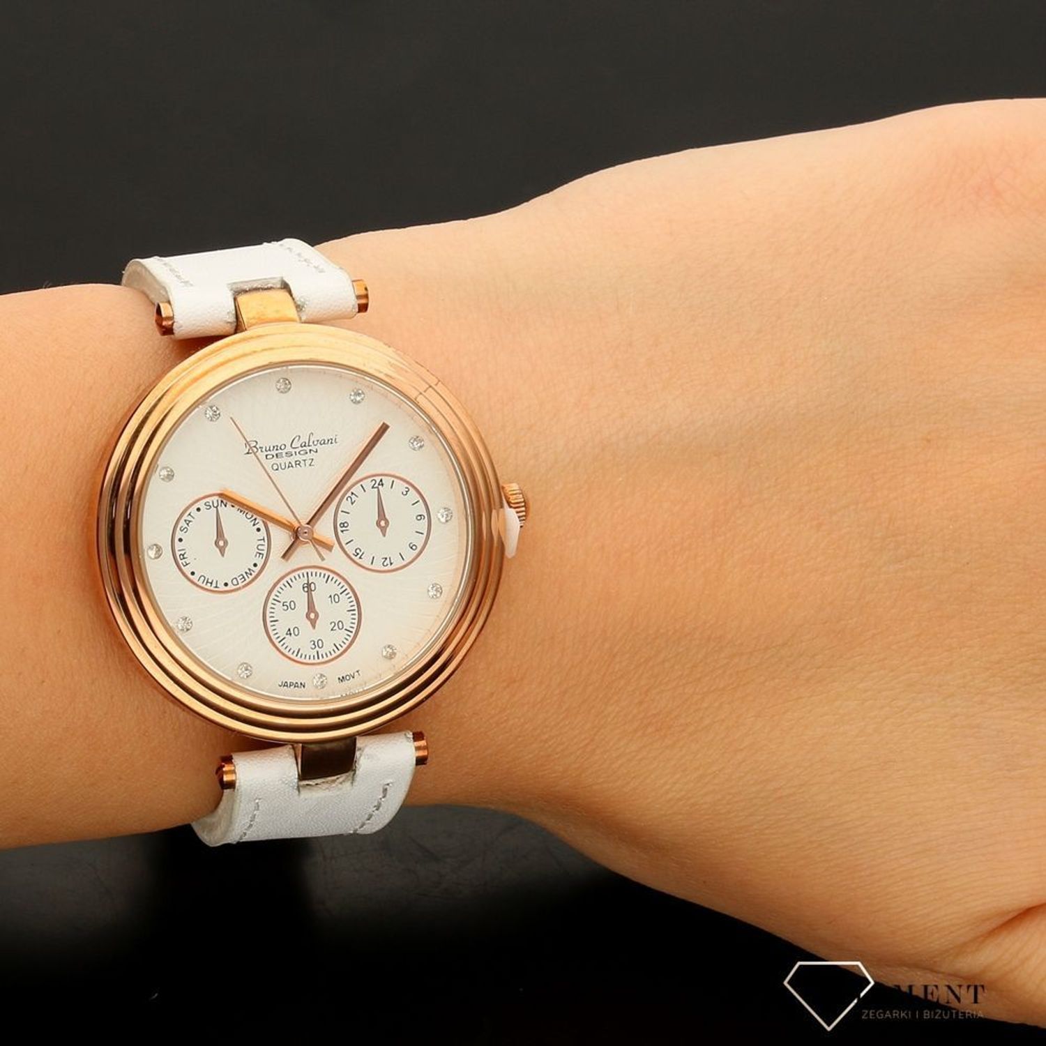 Zegarek damski Bruno Calvani BC7264 GOLD biały pasek.jpg